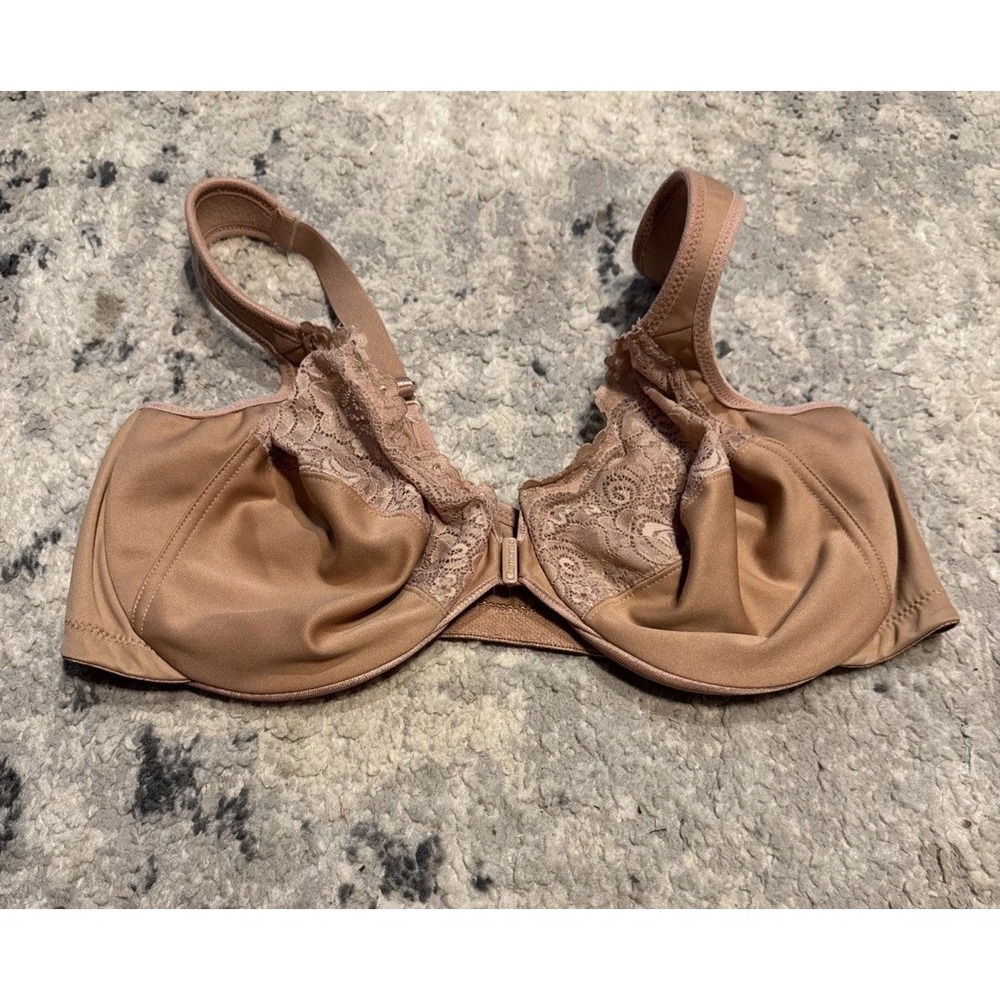 Glamorise Women's Wonderwire Front-Close Bra 44C #1245 Brown underwired unlined